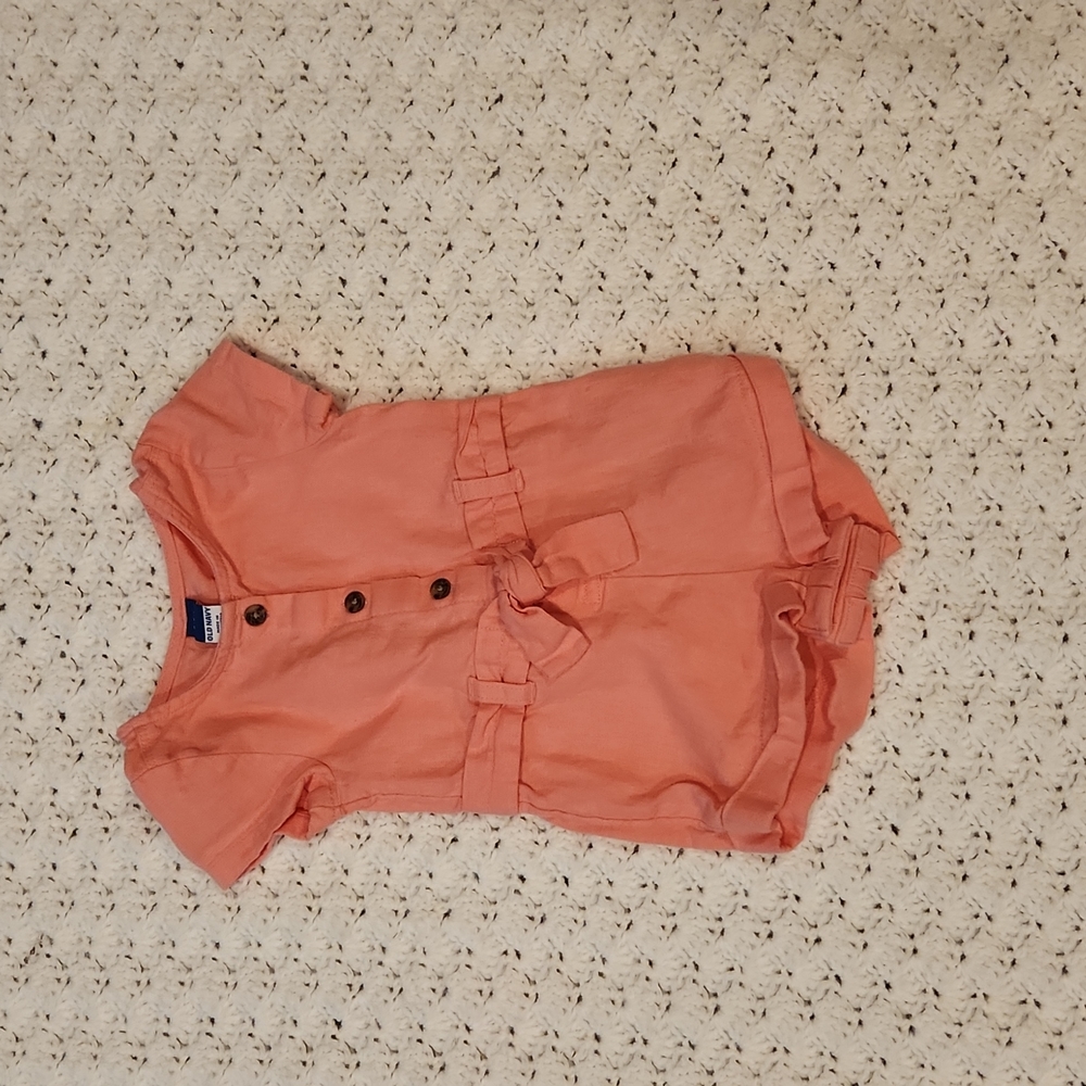 Old Navy pink denim romper 3-6 mos.